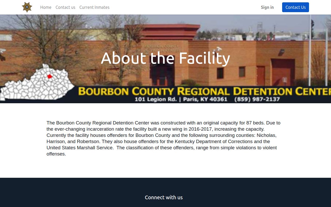Bourbon County Regional Detention Center service area information