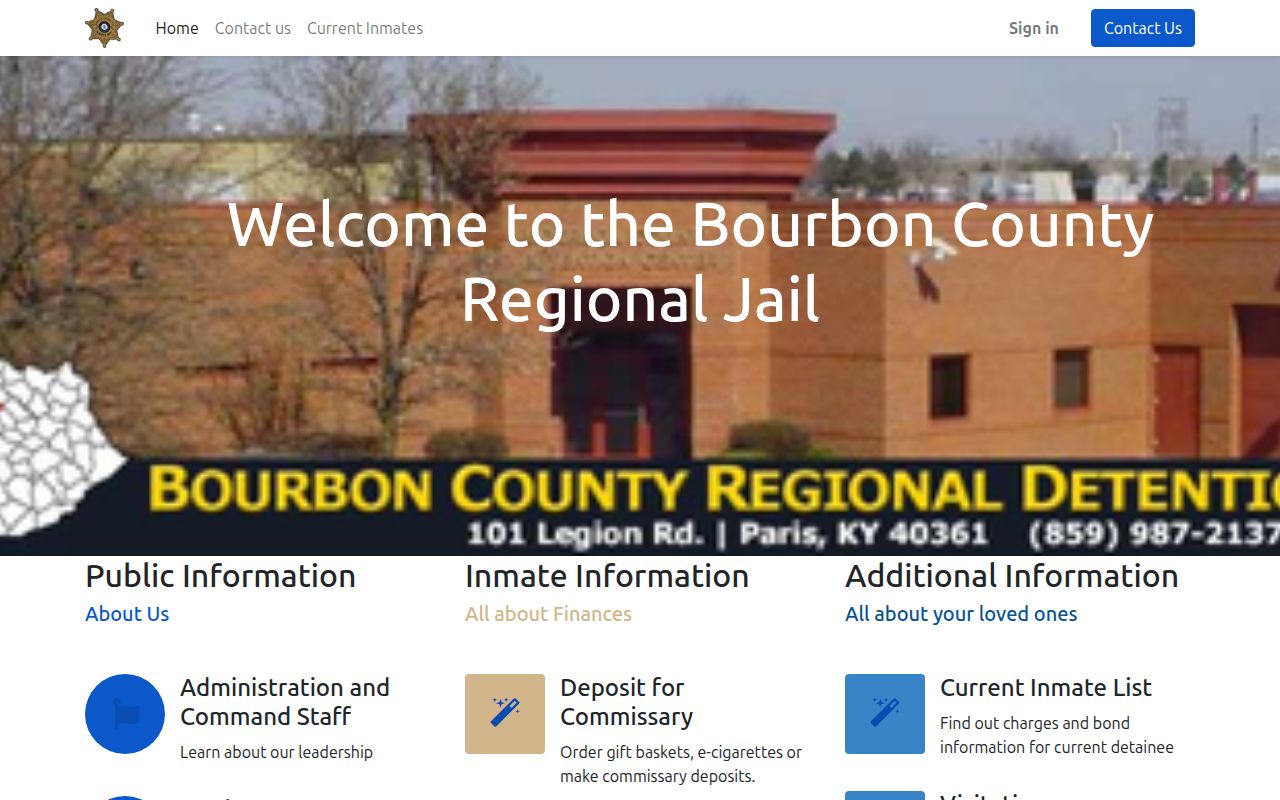 Official Bourbon County Regional Detention Center current inmate access