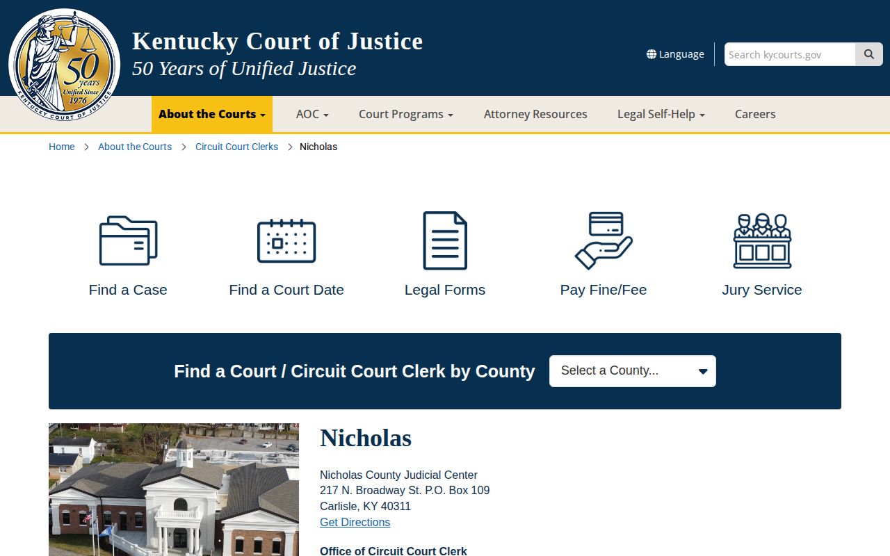 Official Nicholas County Judicial Center information